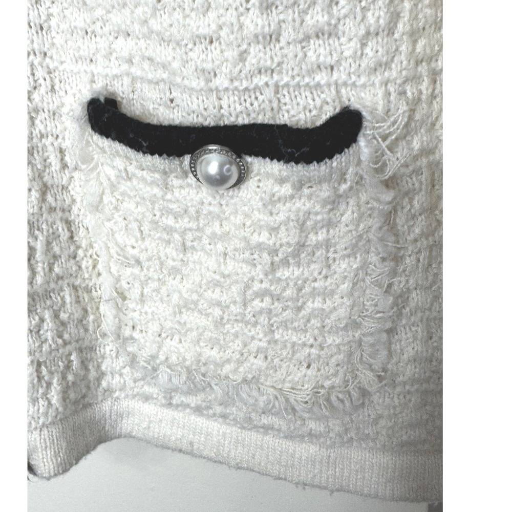 Talbots Tweed Lady Jacket White/Black Button Front Small - Picture 4 of 11
